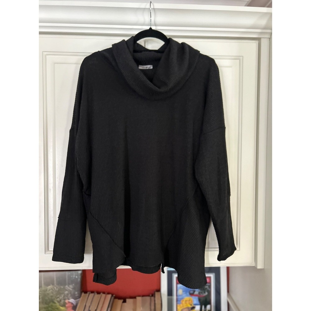 ZOE by Michael Philips XXL Black Cowl Neck Raw Hem Sweater Top NWT Orig. 145